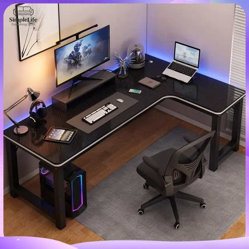 Desk Setup Laptop And Monitor - Corner Gaming Desk Computer Desk for