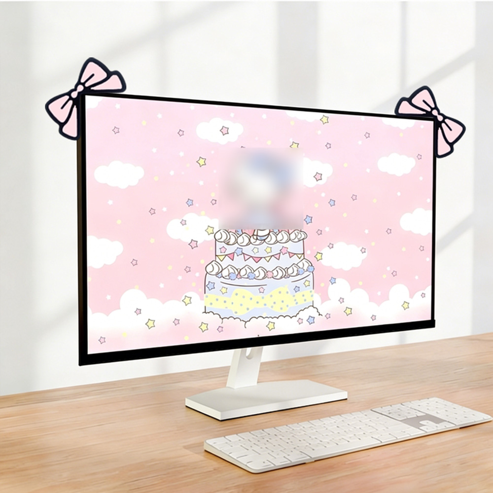 Cute Pink Bow Monitor Decor Ka - Desk Setup Laptop And Monitor recension och pris