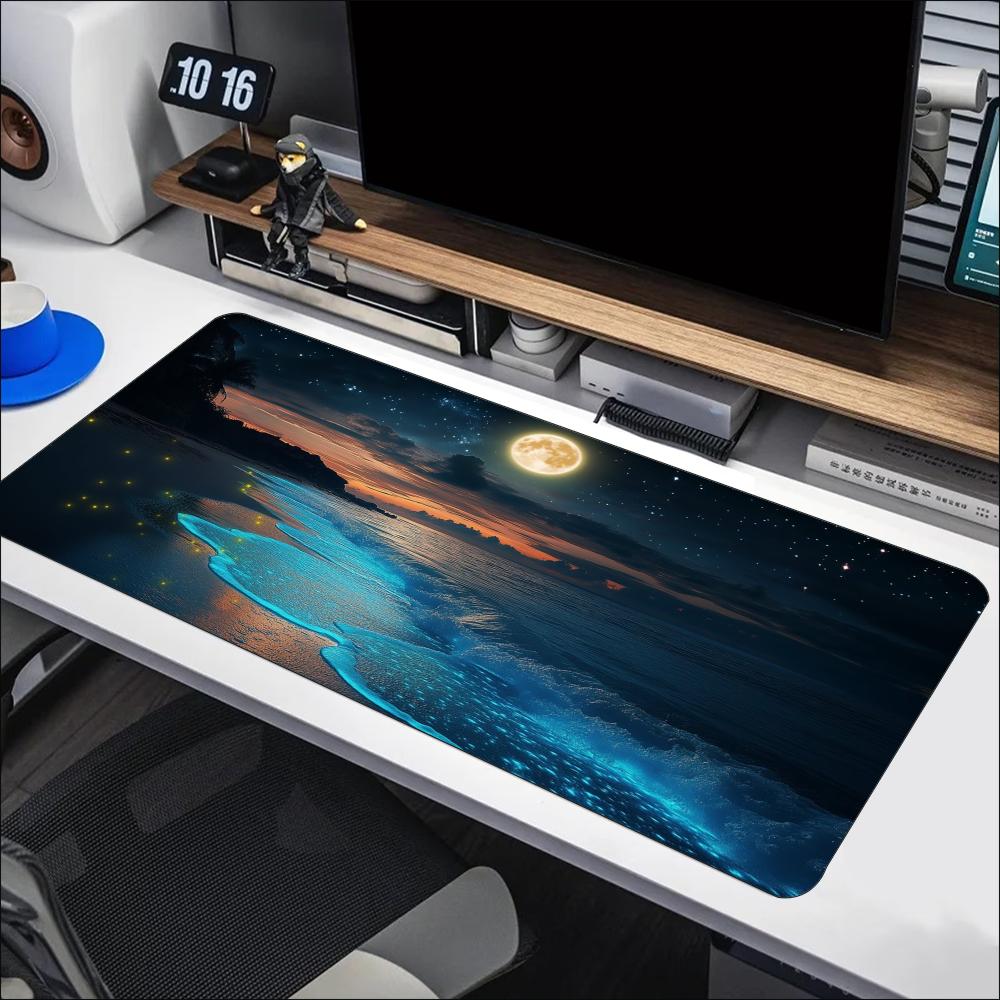 Calm Blue Sea Moon Scene Desig - Desk Setup Designer recension och pris