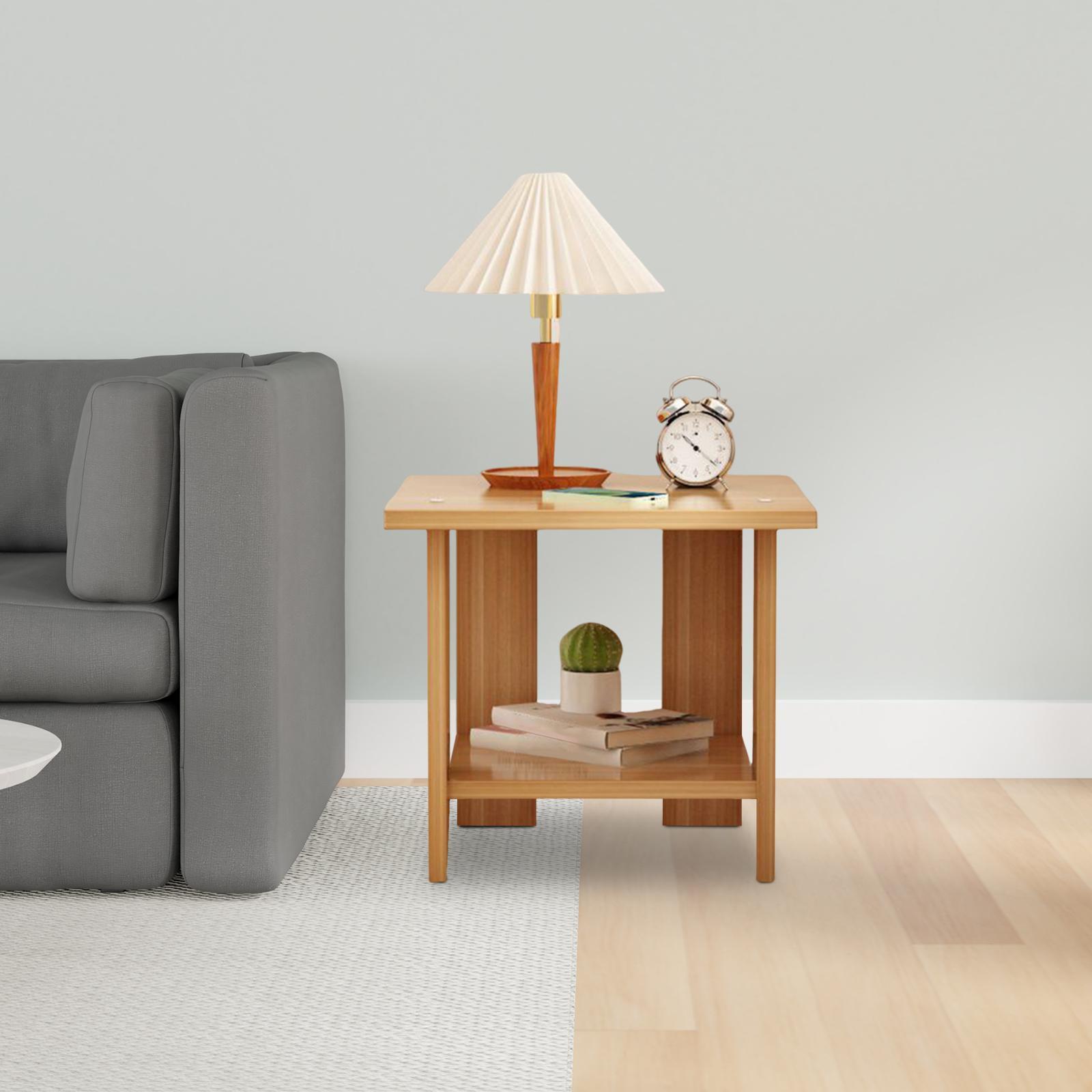 Wooden Double Layers Side Tabl - Desk Setup Maker recension och pris