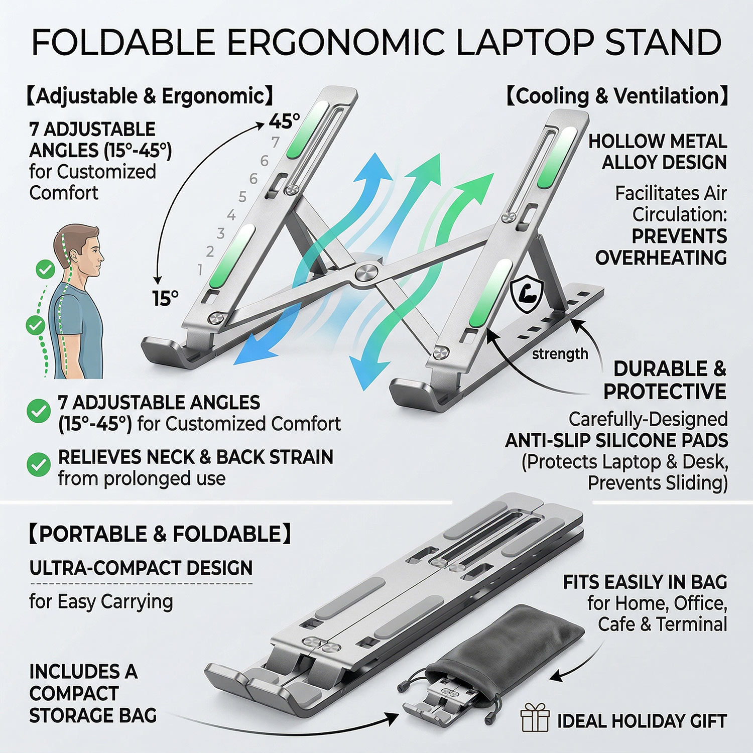 Metal Portable Foldable Laptop - Desk Setup Macbook recension och pris