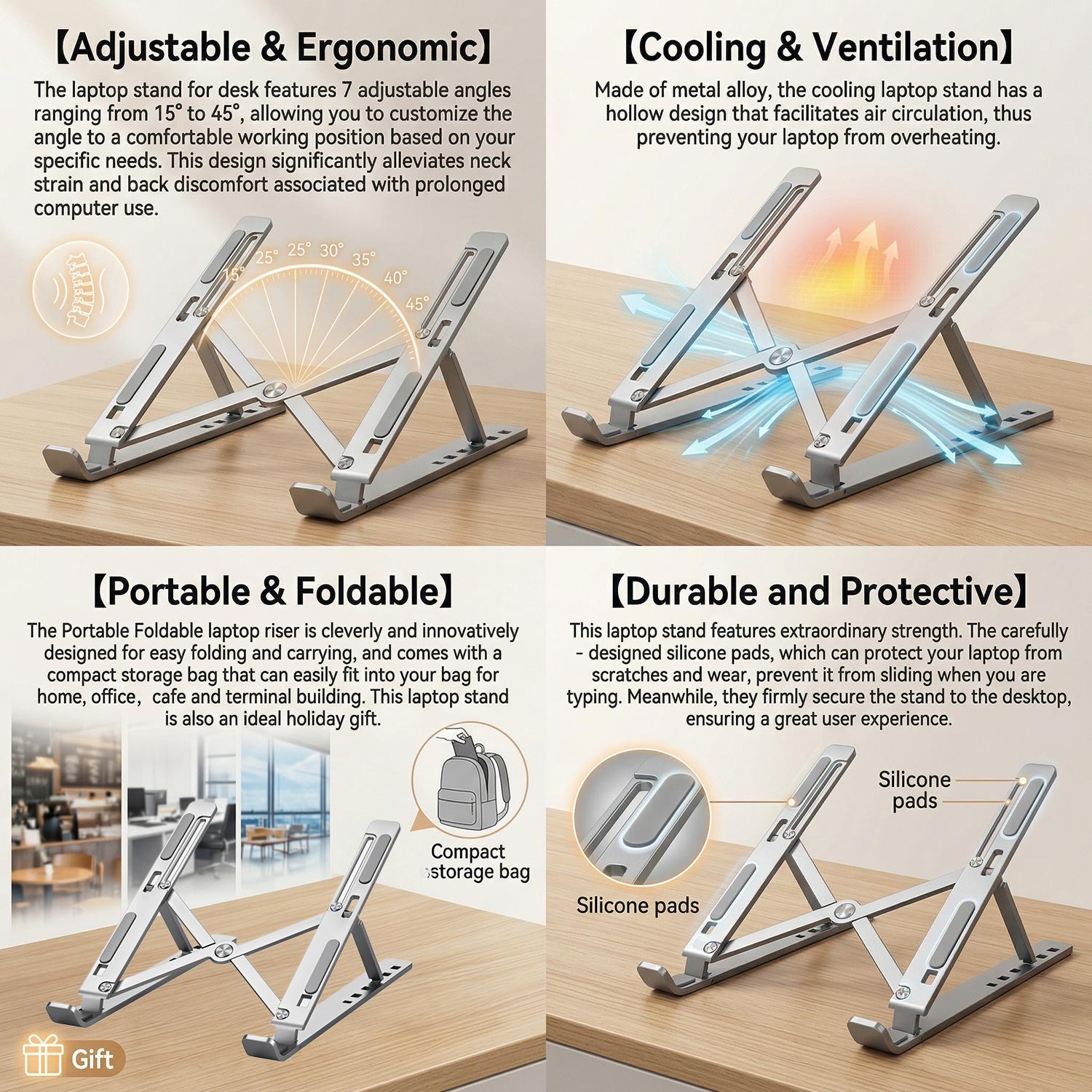 Metal Portable Foldable Laptop - Desk Setup Macbook recension och pris