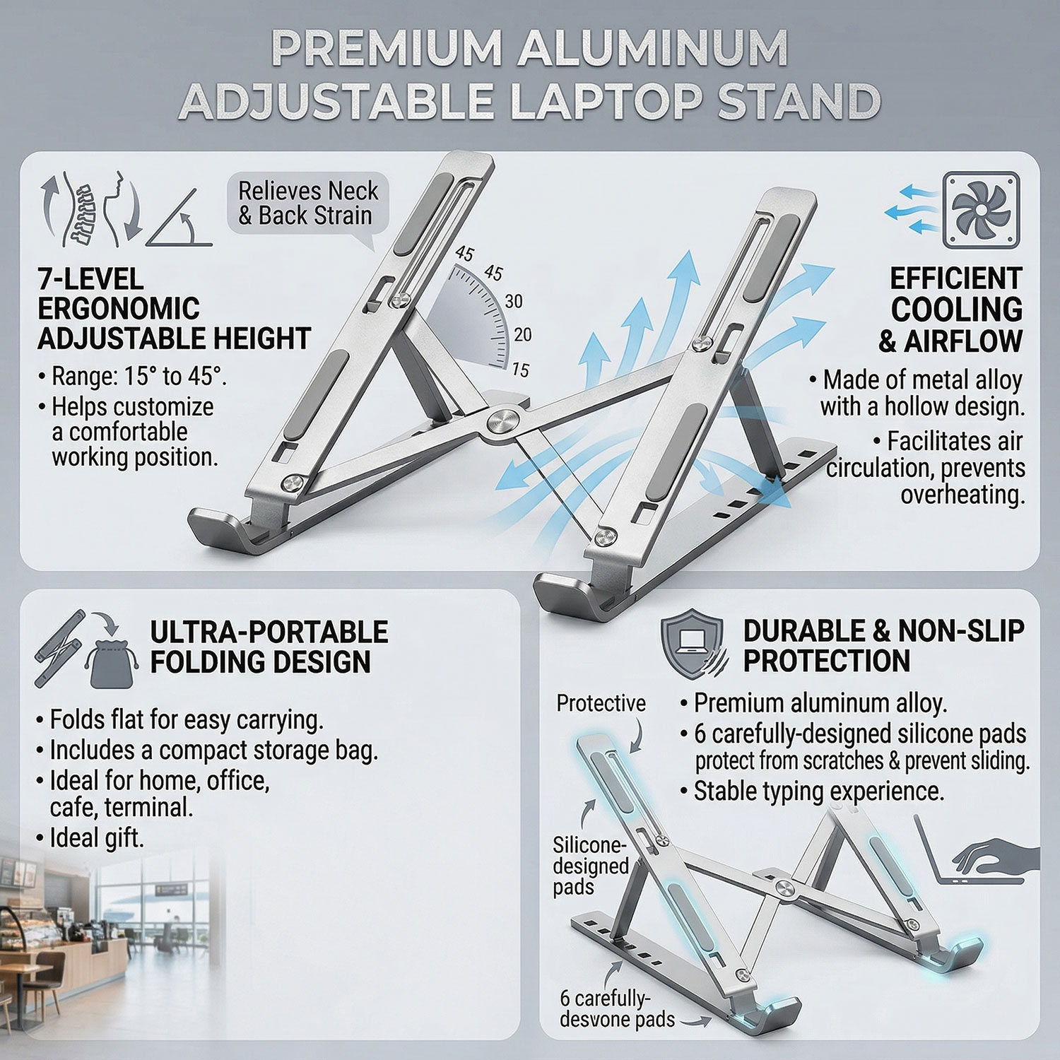 Metal Portable Foldable Laptop - Desk Setup Macbook recension och pris